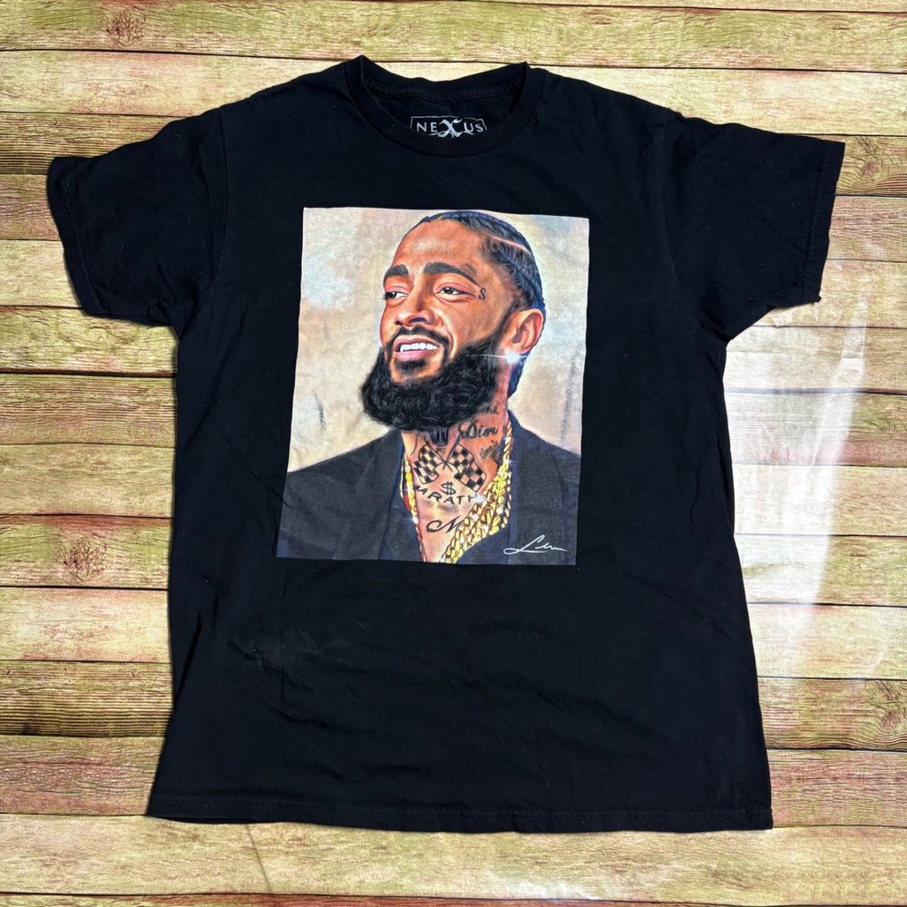 Nipsey Hussle TMC Marathon Hip Hop Tribute Shirt Nexus Black Short Sleeve Medium